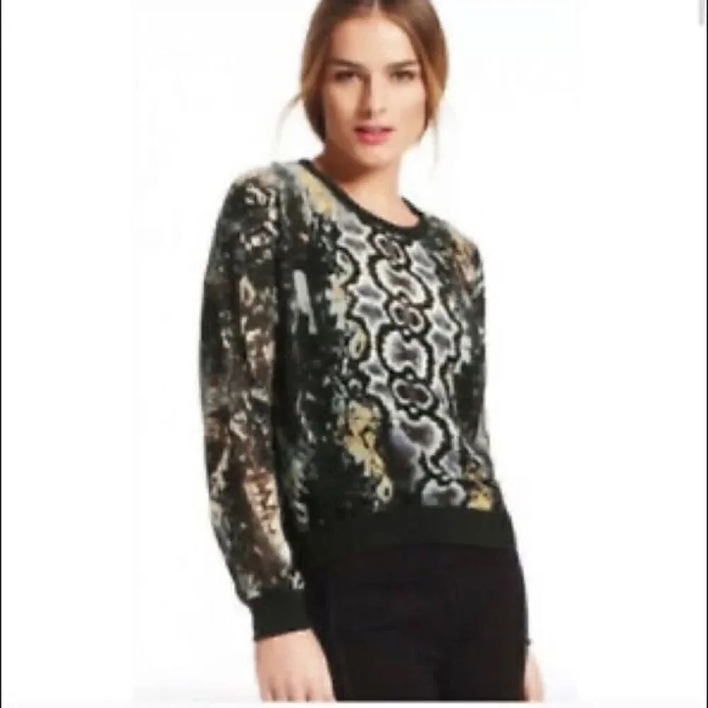 CAbi Snakeskin Python Dressed Up Sheer Top XS - Picture 3 of 6